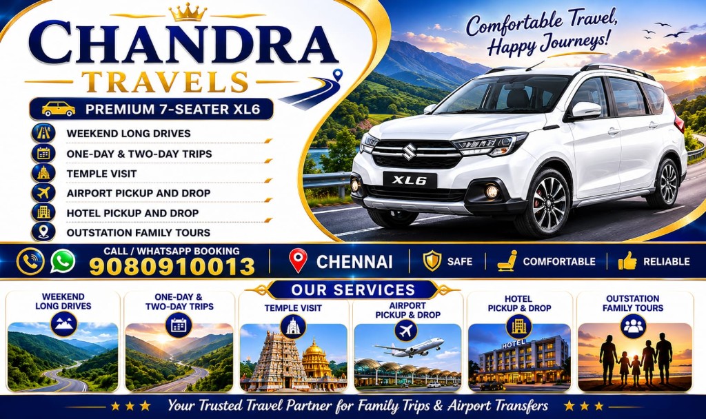 Chandra Travels — Premium 6/7-Seater XL6 cab service in Chennai